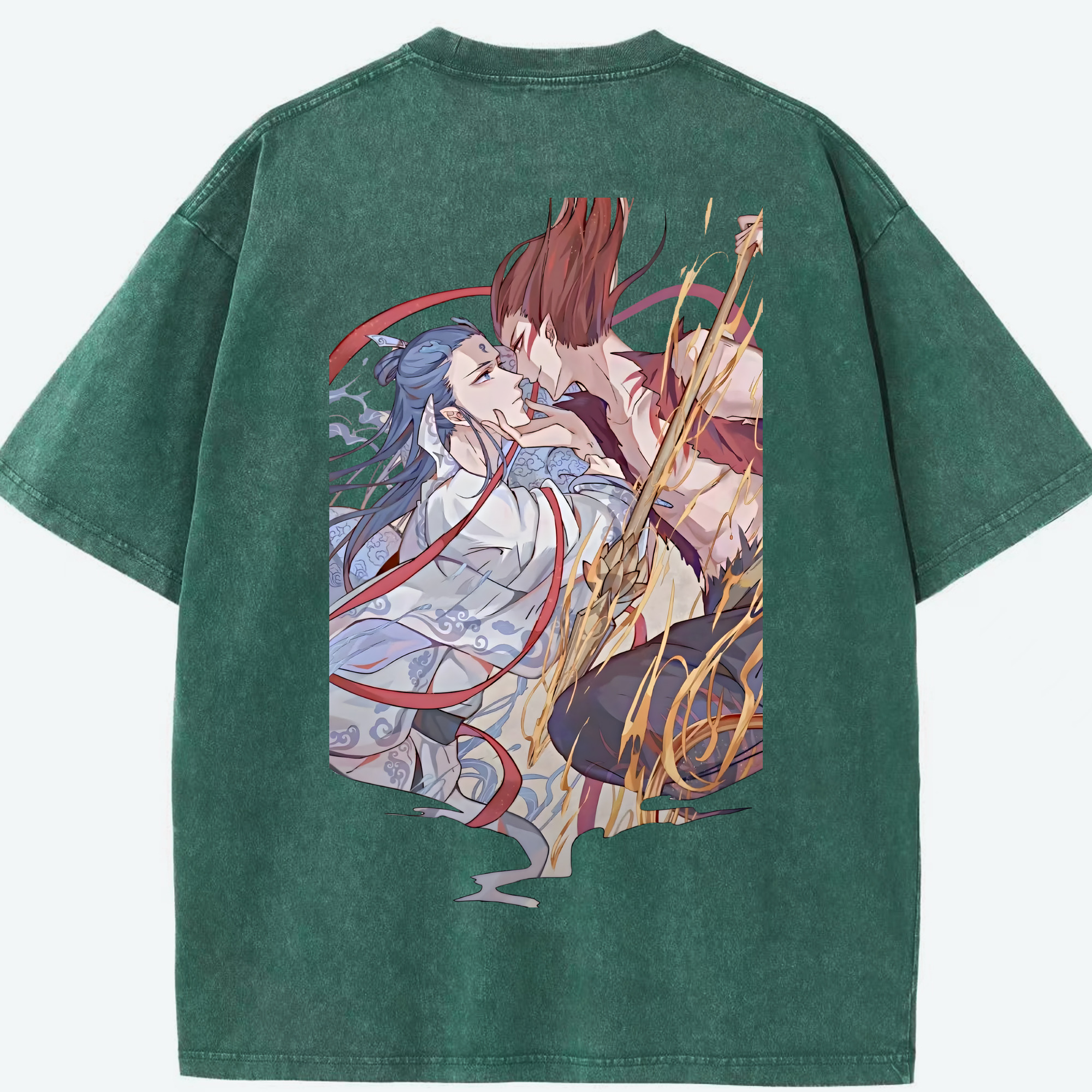 （画像用） Ne Zha 2 ナタ 魔童の大暴れ 綿100% ヴィンテージ風 半袖Tシャツ（背面プリント）